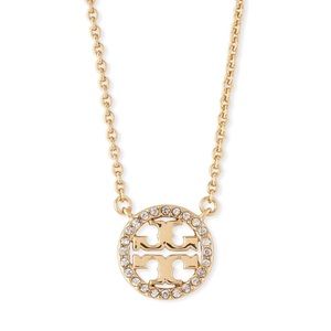 Tory Burch • Gold Crystal Circle Logo Necklace